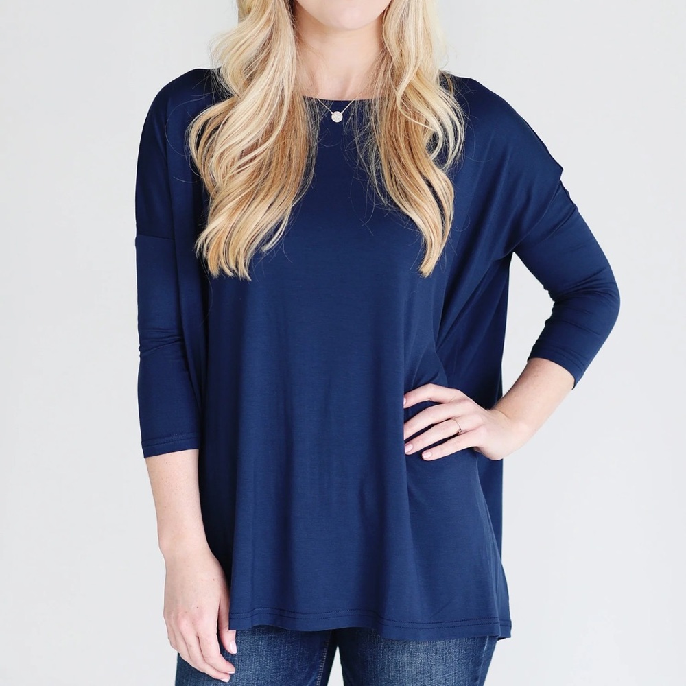 ACTING PRO Piko Style Red Quarter Sleeve Dolman Oversized Loose Fit Tunic Top - Picture 17 of 17